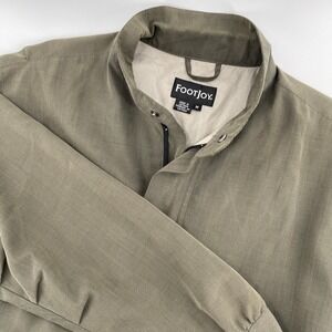 FootJoy Pullover Golf Jacket M Olive Green Plaid Lightweight Quarter Zip FJ Logo